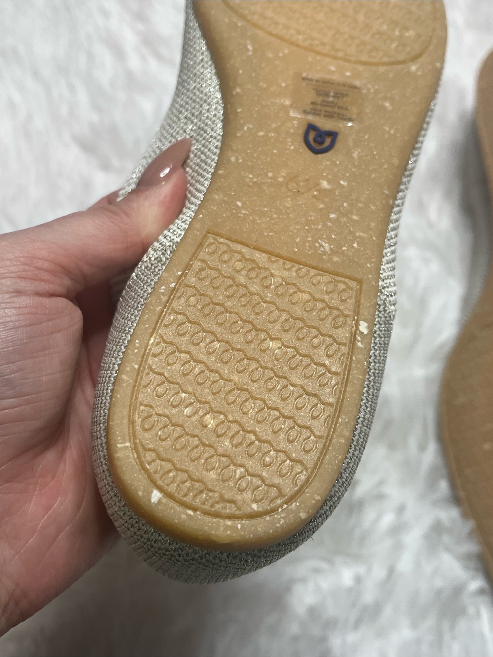 Rothy's Pointed Knit Flat in Metallic Silver - Picture 8 of 13